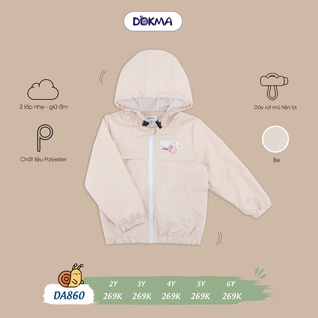 Dokma - Áo khoác gió 2 lớp chất siêu đẹp cho bé 2-6 tuổi DA860