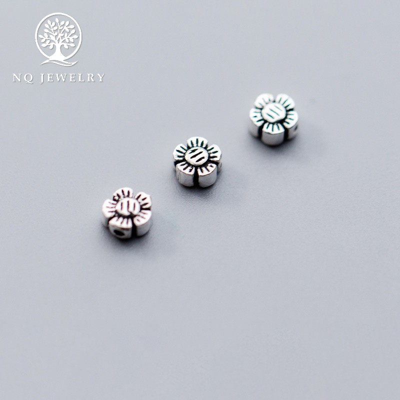 Combo 10 charm bạc chặn hạt hình hoa 5 cánh 5*2.5mm - NQ Jewelry