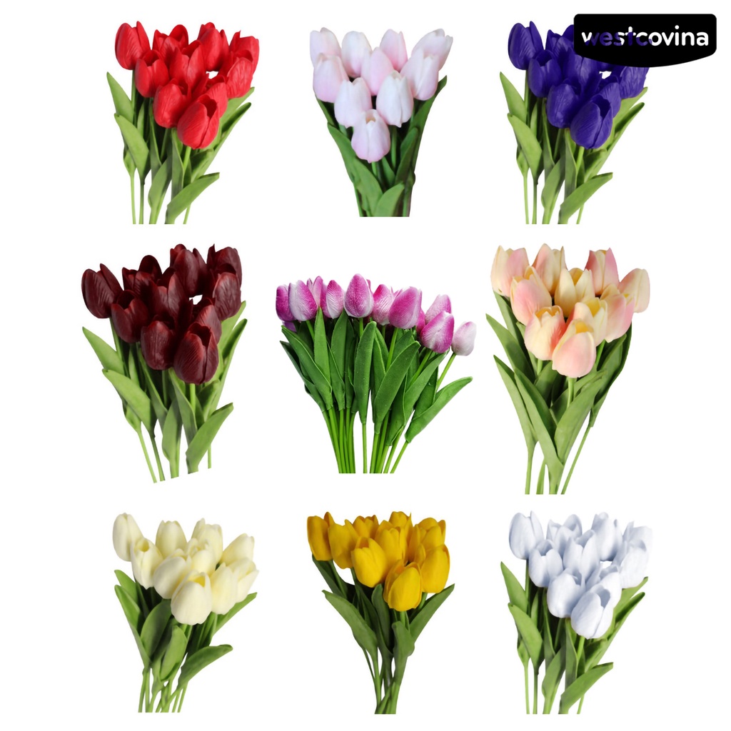 Bộ 10 hoa tulip nhân tạo dùng làm phụ kiện chụp ảnh/đám cưới
