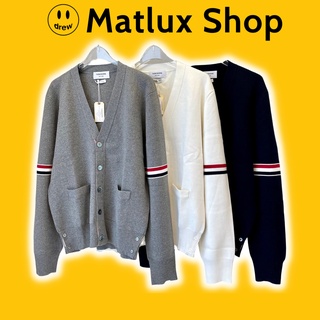  Áo khoác cardigan 3 sọc cao cấp Áo len dệt kim kẻ sọc thổ cẩm màu xám cho các cặp đôi Áo cardigan nam nữ 