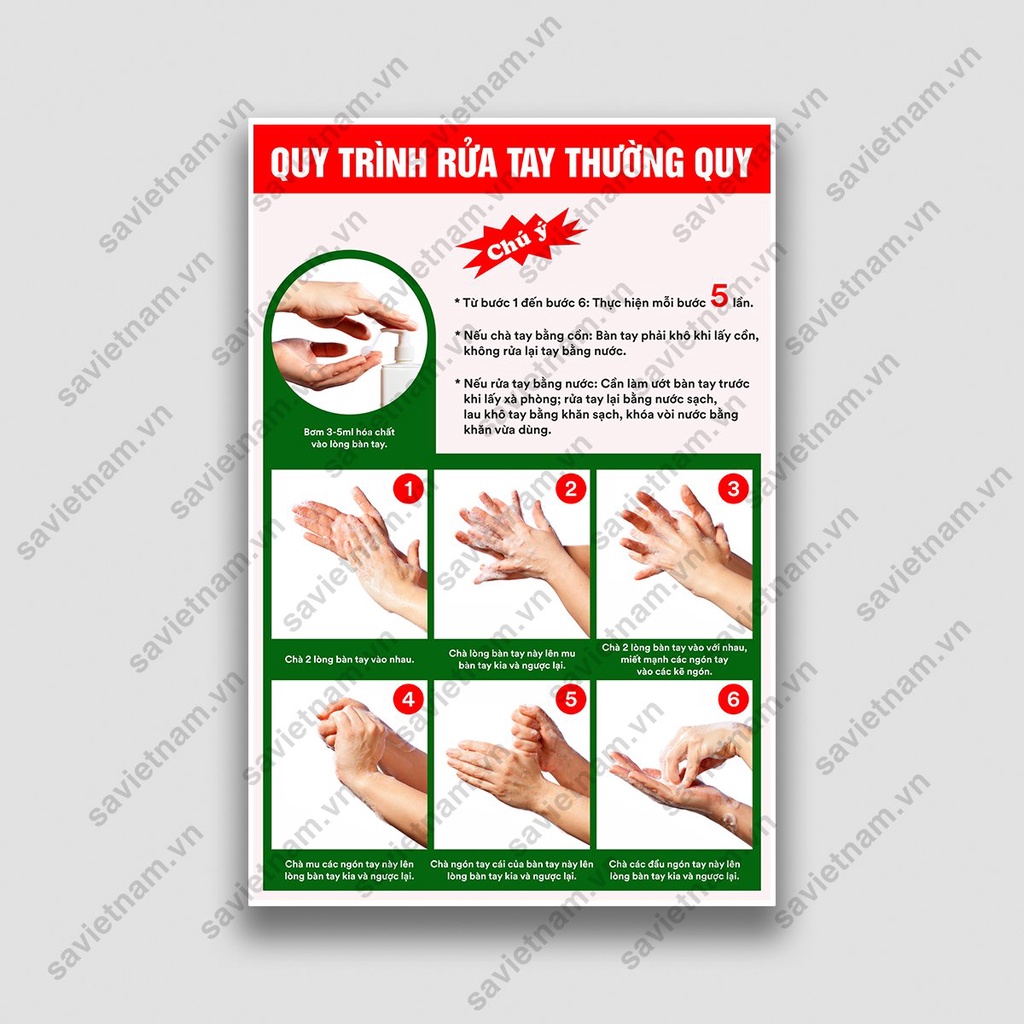 Tranh Quy trình rửa tay thường quy, Quy trình khử khuẩn và tiệt trùng dụng cụ, Phân loại rác thải rắn, Thông điệp 5k