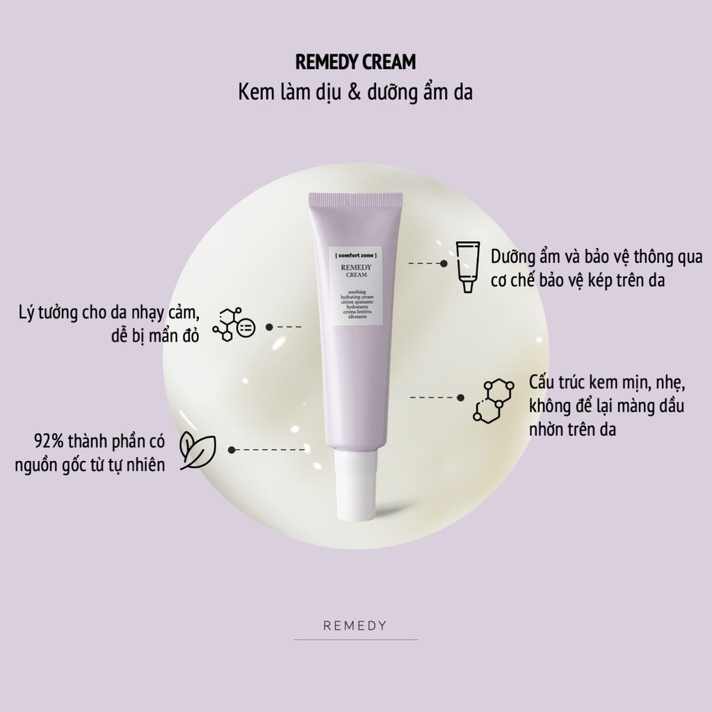 Kem Dưỡng Ẩm Giúp Làm Dịu Và Phục Hồi Làn Da Nhạy Cảm Comfort Zone Remedy Cream