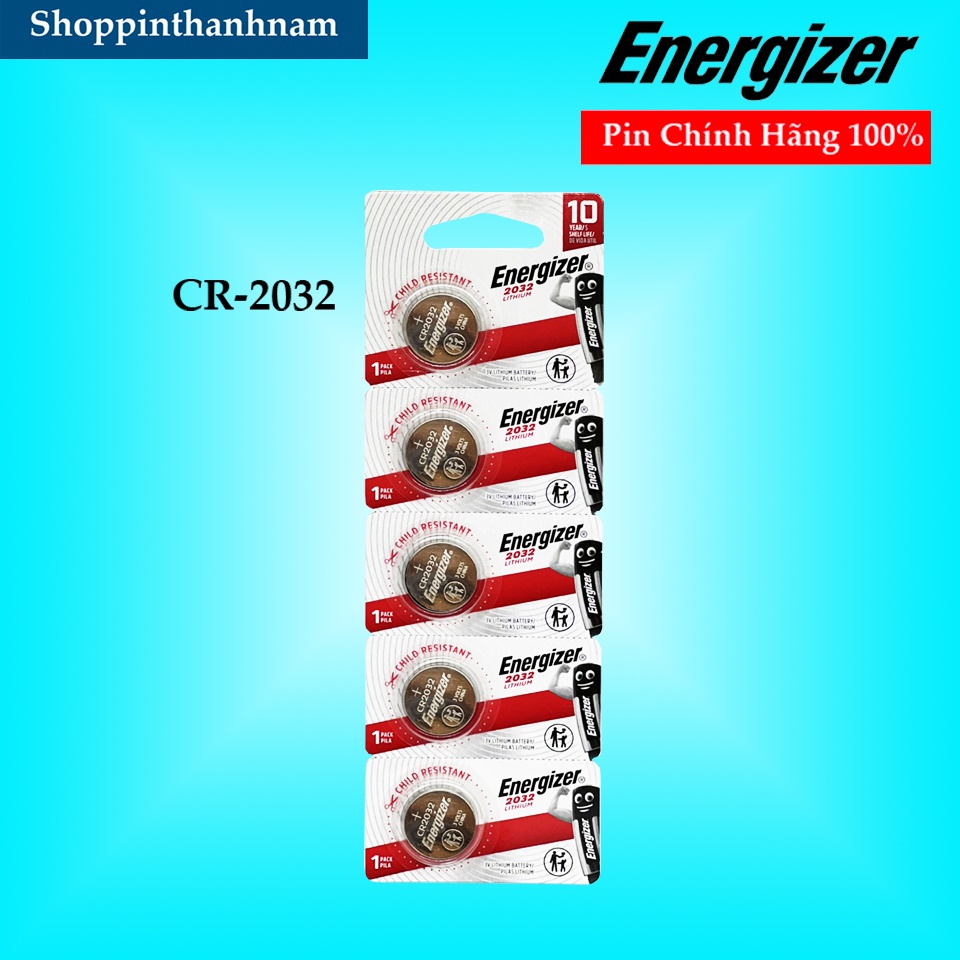 Vỉ 5 Viên Pin CR2032 Energizer Lithium 3V Chính Hãng