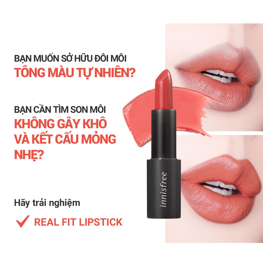[Mã COSIF05 giảm 10% đơn 400K] Son môi ẩm mịn innisfree Real Fit Lipstick 3.1g