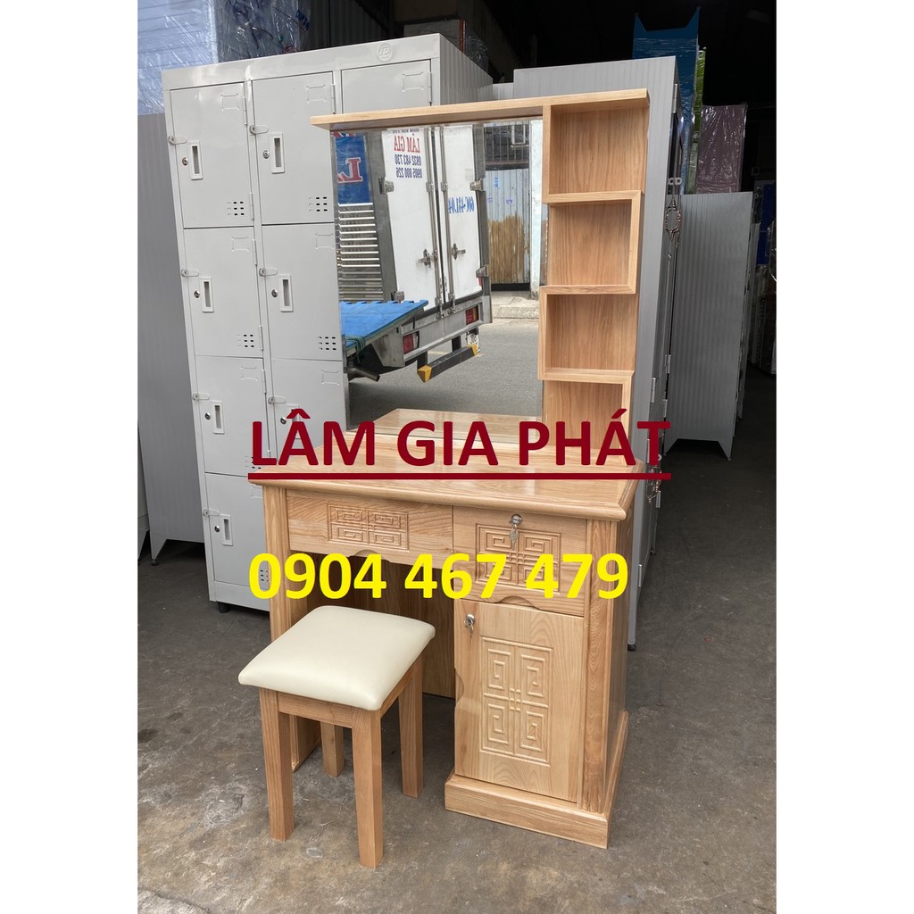 BÀN TRANG ĐIỂM GỖ SỒI NGA KÍNH VUÔNG MỚI GIÁ RẺ