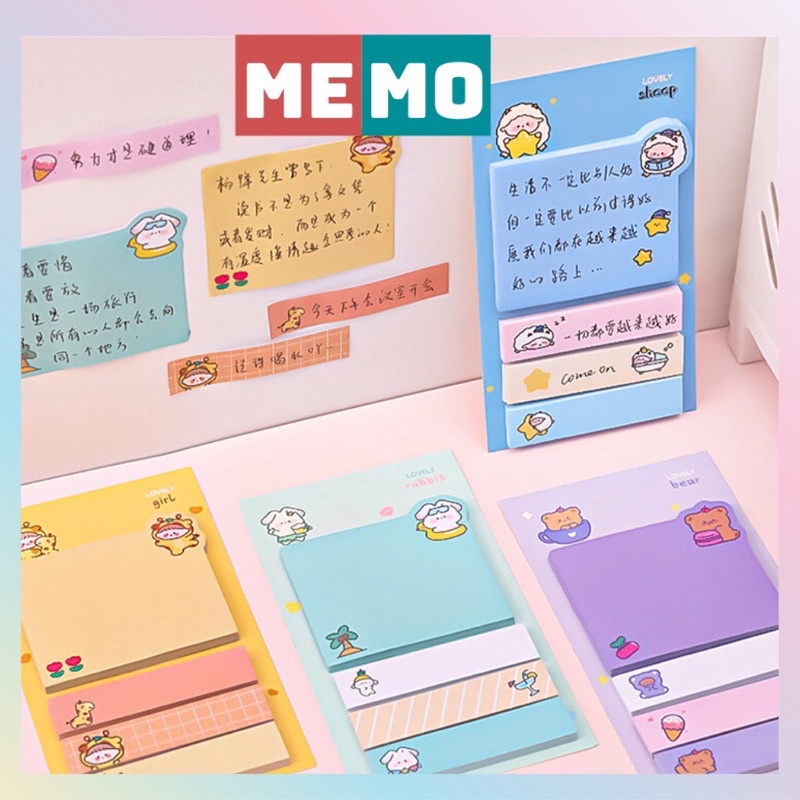 Giấy note ghi nhớ ghi chú MEMO tiện dụng với 4 kích thước phù hợp nhiều kiểu ghi chú