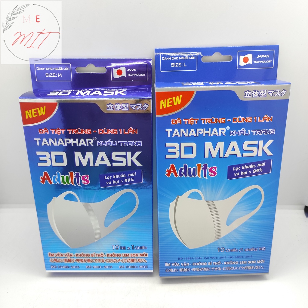 Hộp Khẩu Trang Người Lớn 3D Mask của Tanaphar size L, M