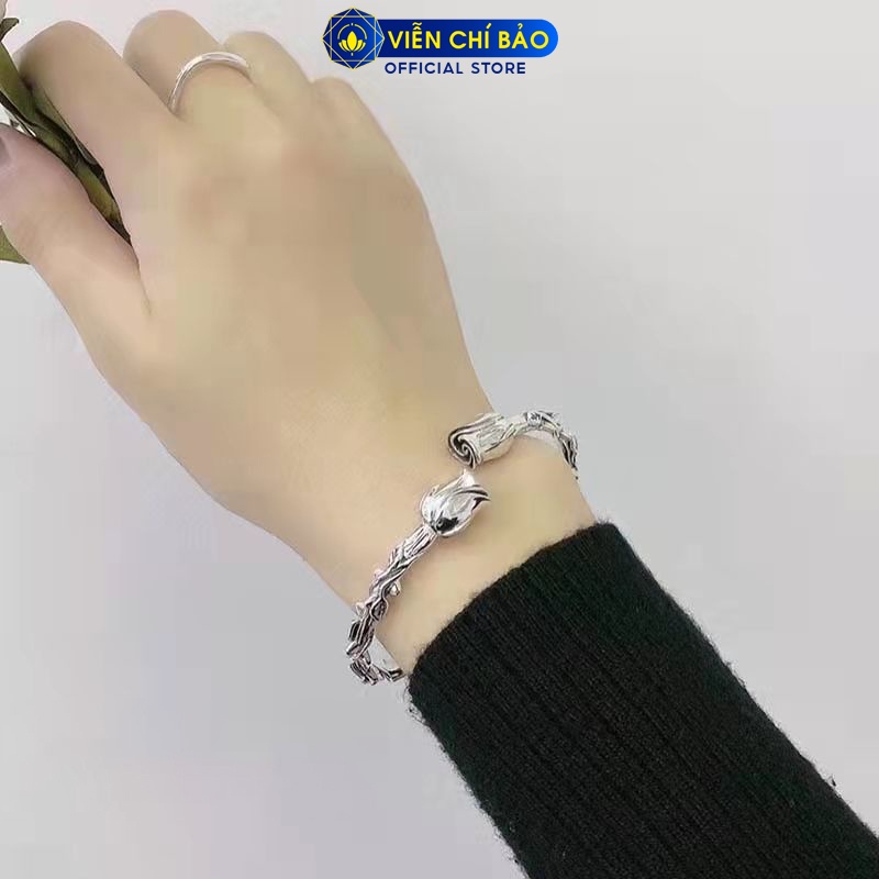 Kiềng bạc nữ Hoa Hồng New chất liệu bạc 925 thời trang phụ kiện trang sức nữ Viễn Chí Bảo L000433