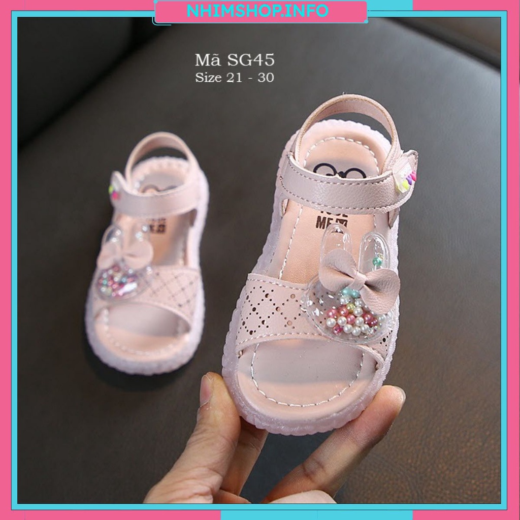 Dép sandal quai ngang kiểu dán da mềm êm thời trang họa tiết thỏ hồng xinh xắn cho bé gái 2 3 tuổi đi học đi biển SG45