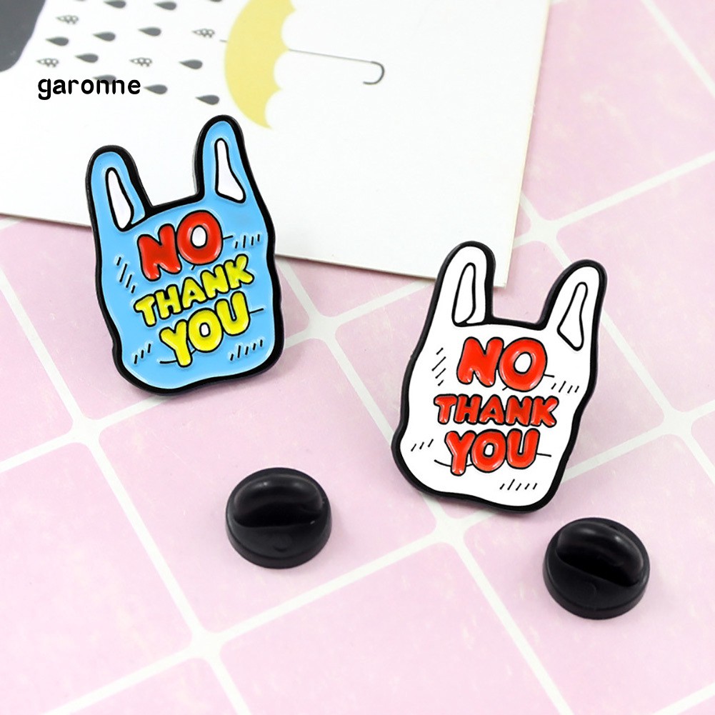 Cài áo hình đôi tai tráng men ngộ nghĩnh in chữ cái tiếng Anh &quot; No Thank You &quot;