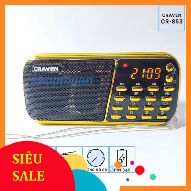 Loa Nghe Nhạc Thẻ Nhớ USB Craven CR 853 3 Pin - Nghe Thẻ Nhớ, USB, FM Radio