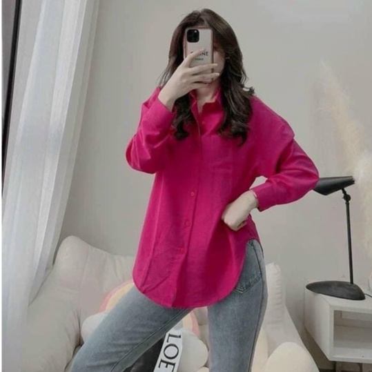 Áo sơ mi nữ vintage dài tay có túi ngực vải đũi cao cấp Bingshop