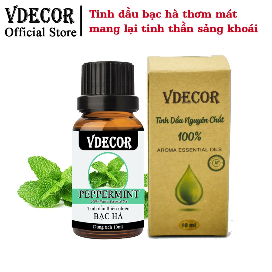 Tinh Dầu Bạc Hà VDECOR Nguyên chất từ Thiên Nhiên (10ml)