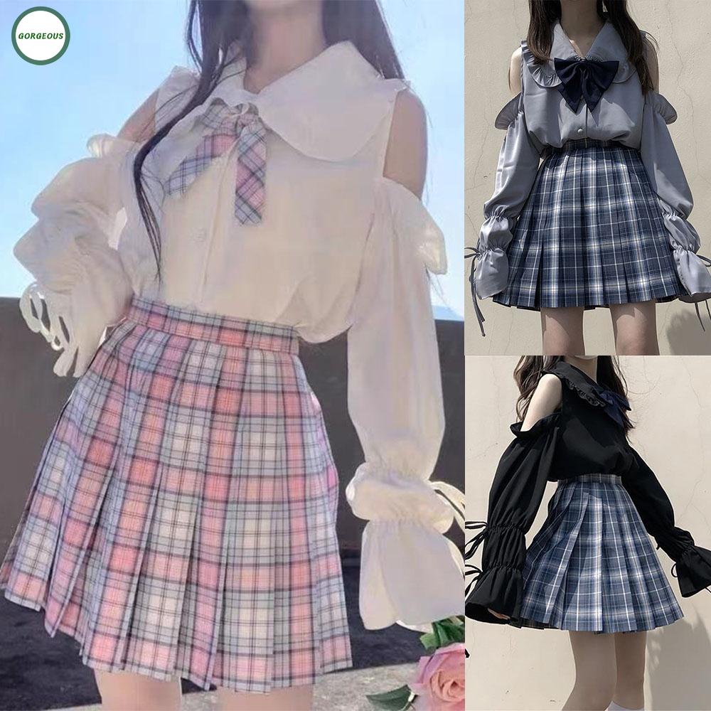 GORGEOUS~Girls Student Lolita Sweet Cute Collar Shirts JK Blouse Off Shoulder Tops Summer