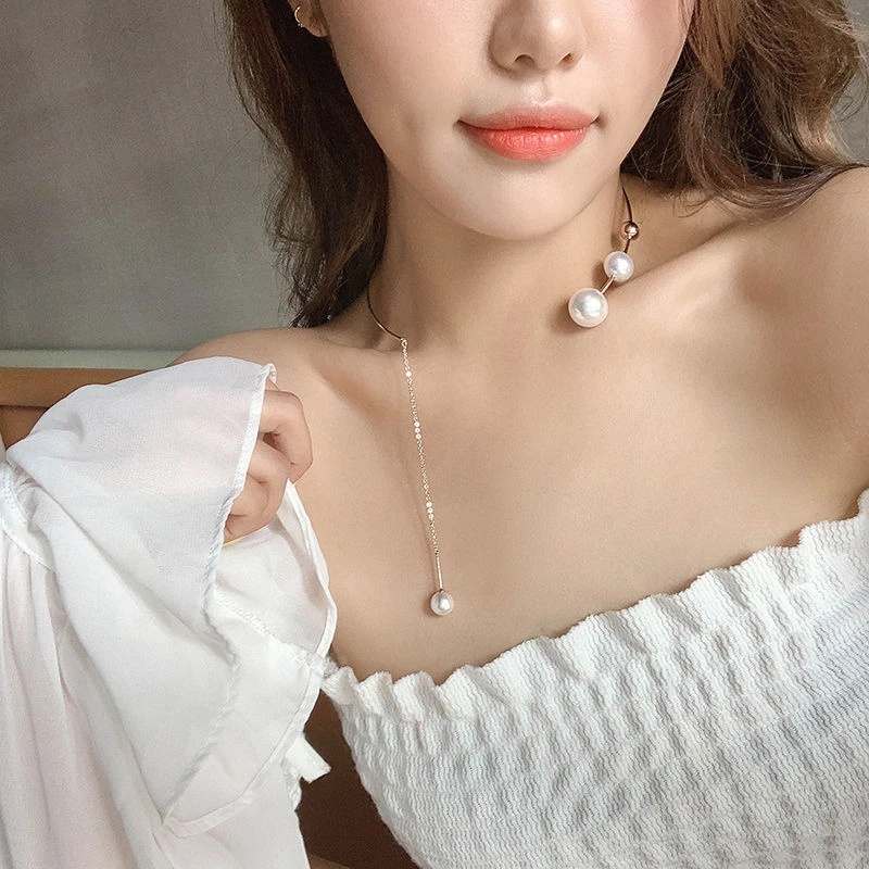 Vòng cổ đính ngọc trai nhân tạo thời trang dành cho nữ