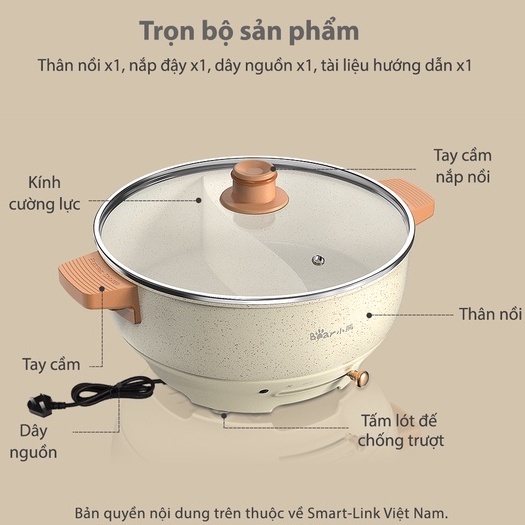 Nồi Lẩu Điện Uyên Ương 2 Ngăn Bear DHG-C50K1 - Hàng Chính Hãng - BH 18 Tháng