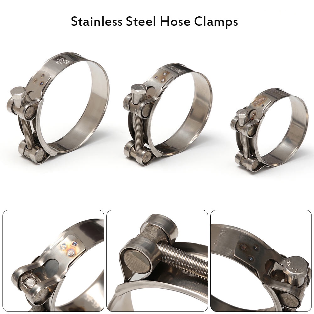 DORAW 1pc New Stainless Steel Welding T Bolt Hose Clamps Exhaust Repair Tool Useful Hardware Sealing Powerful Pipe Clip