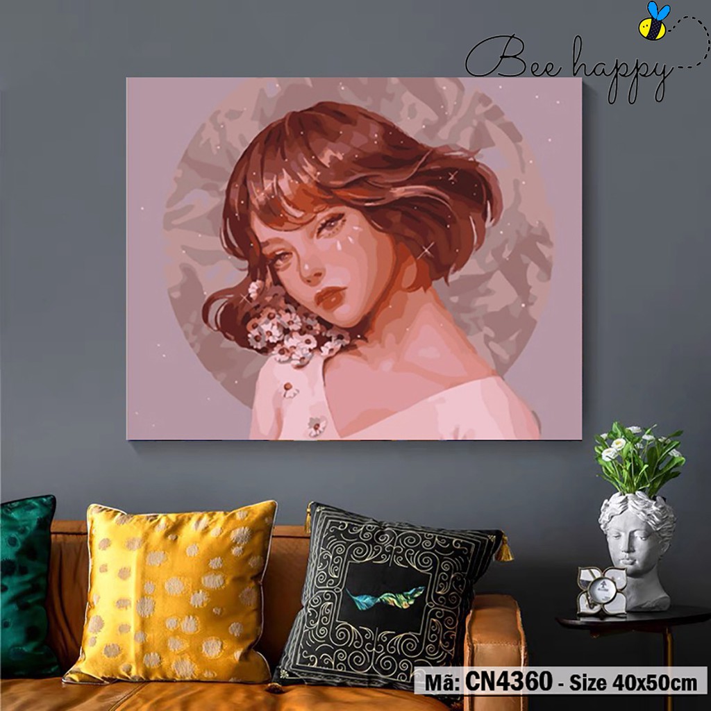 Tranh tô màu số hóa Cô gái hiện đại BEE HAPPY Mã CN4360