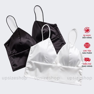 Áo bra 2 dây lụa phi bóng không gọng mềm mại sang trọng | áo croptop nữ kiểu ôm