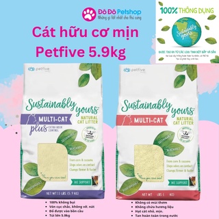 Cát hữu cơ mịn petfive - natural multi cat litter 5.9kg + natural multi super cat litter 5.9kg