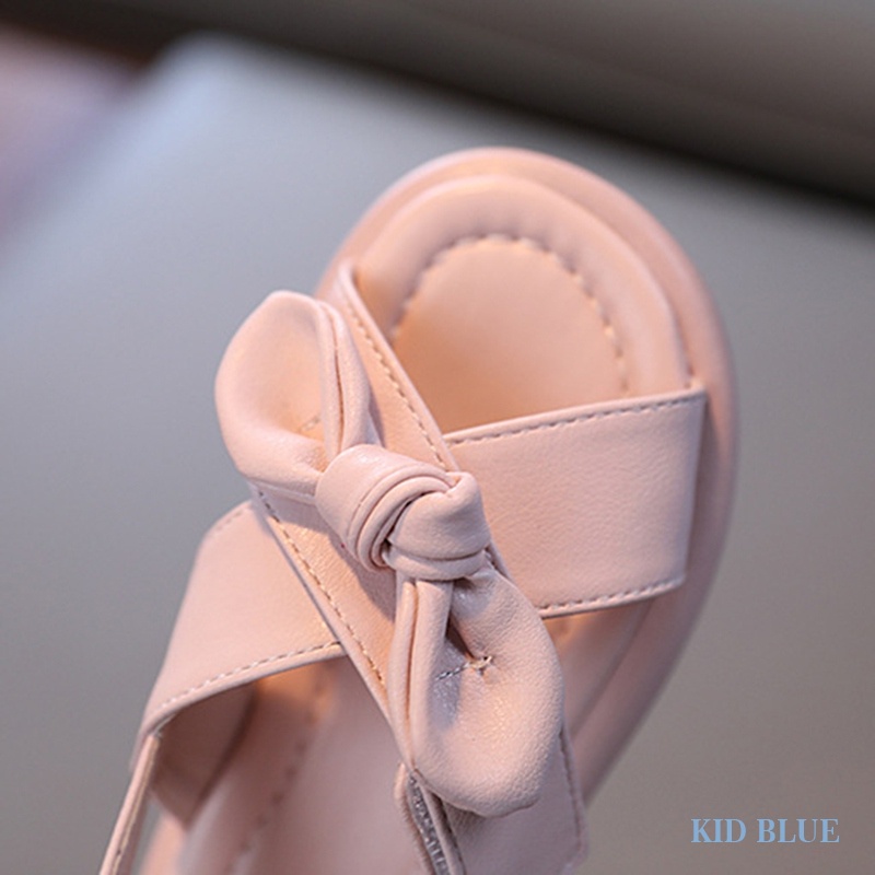 Giày Sandal Đế Mềm Chống Trượt Thoải Mái Màu Trơn Đính Nơ Dễ Thương Cho Bé Gái