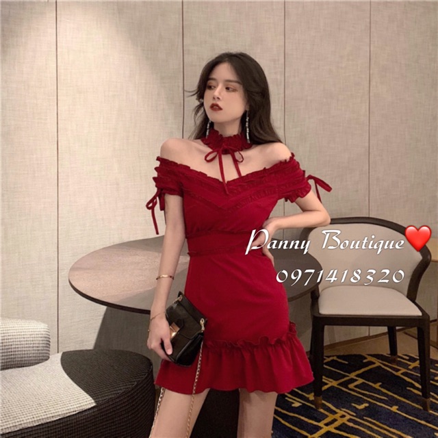 [Order có ảnh thật]Đầm Váy đỏ bóoc đô tầng kèm đai cổ choker ♥️, style ulzzang Hàn Quốc 🌻 Panny Boutique 🌻