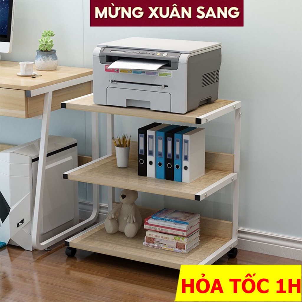 Kệ Sách Di Động FUNA KMI01 Kệ Để Máy In Khung Thép Sơn Tĩnh Điện Mặt Gỗ Có Bánh Xe Di Chuyển Rất Tiện Lợi