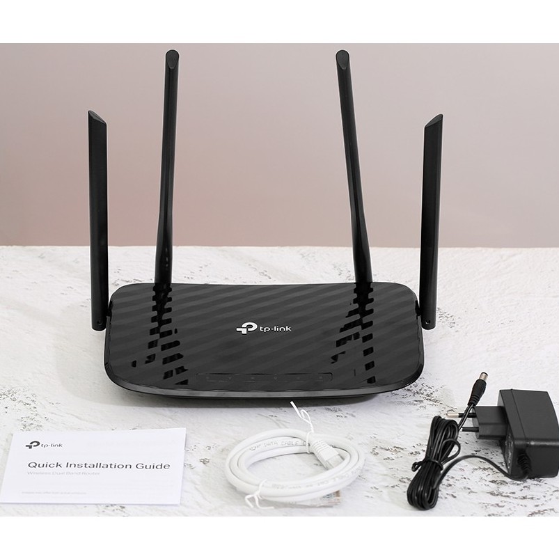 Bộ Phát Sóng Wifi Router Chuẩn AC1200 Băng Tần Kép TP-Link Archer C6 Gigabit Đen