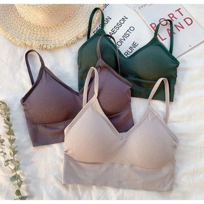 [RẺ VÔ ĐỊCH] Áo bra nữ len tăm dây chéo thể thao nâng ngực - Áo bralette coton mềm không gọng mút mỏng YLY12 | BigBuy360 - bigbuy360.vn