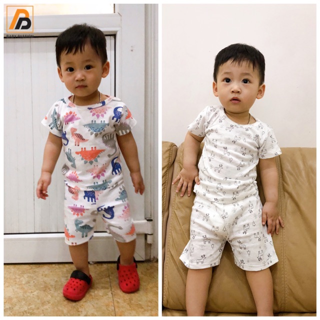 (Loại 1) Bộ quần áo bozip cộc tay cho bé gái bé trai 8-18kg