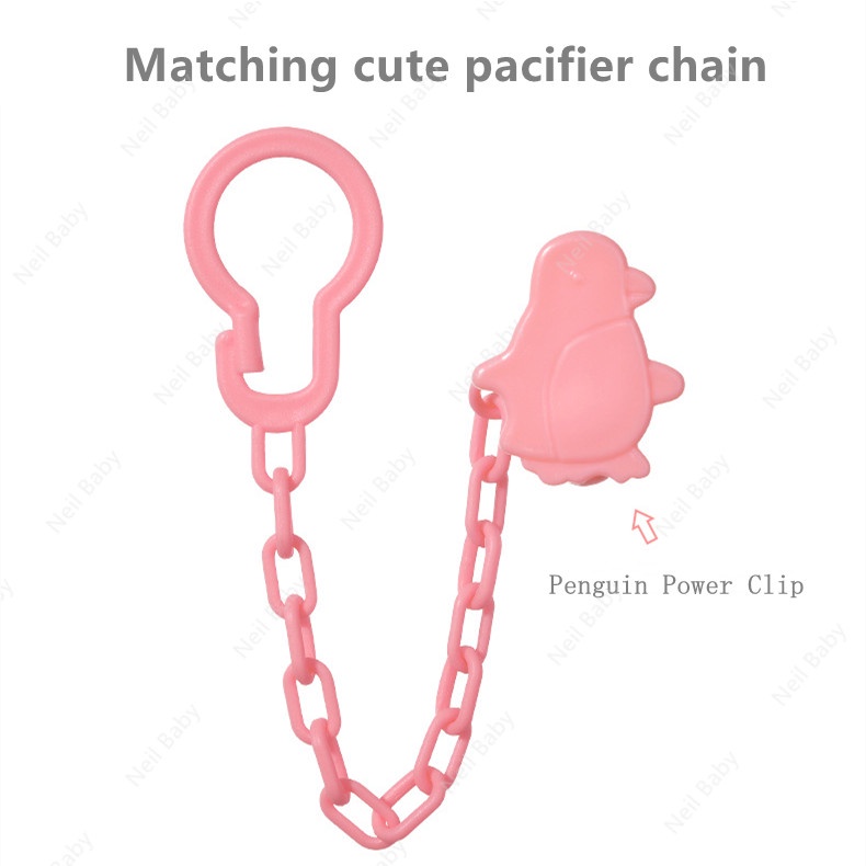 Núm Ti Giả Bằng Silicon Họa Tiết Hoạt Hình Kèm Dây Chuỗi Hạt Cho Bé