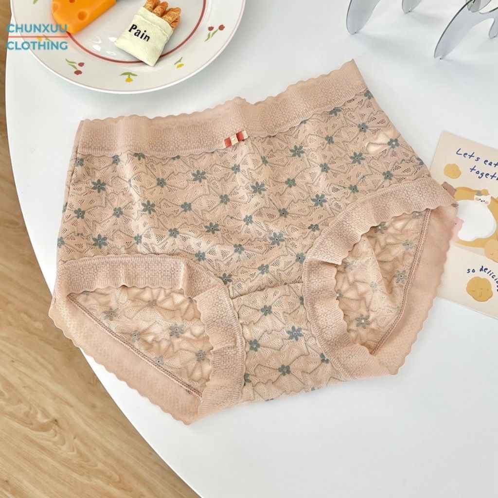 Quần lót nữ họa tiết hoa nhí phối ren viền Chunxuu, chất liệu ren gấm cao cấp - QC60