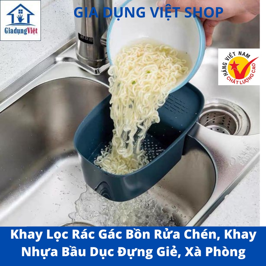 Khay Lọc Rác Gác Bồn Rửa Chén, Khay Nhựa Bầu Dục Đựng Giẻ, Xà Phòng Nhựa Việt Nhật 5755