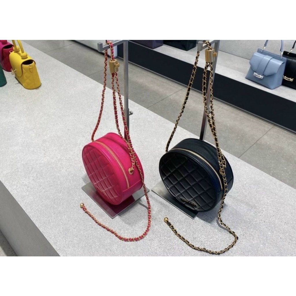 Túi ví tròn Quilted Circle Bag Cluch Túi Charles & Keith đeo vai nữ thiết kế sang trọng tinh tế phiên bản mới nhất 2021
