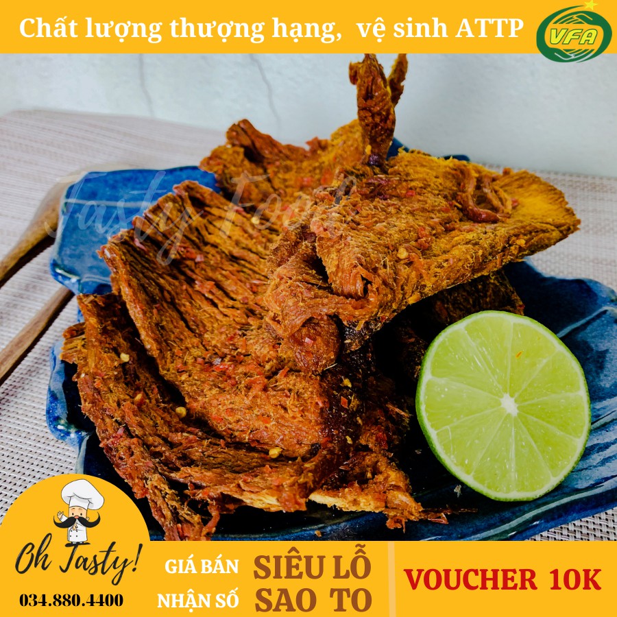 Khô Bò Củ Chi Tasty Food - Bò Miếng To Mềm - Túi zip 500g/1kg Hút Chân Không