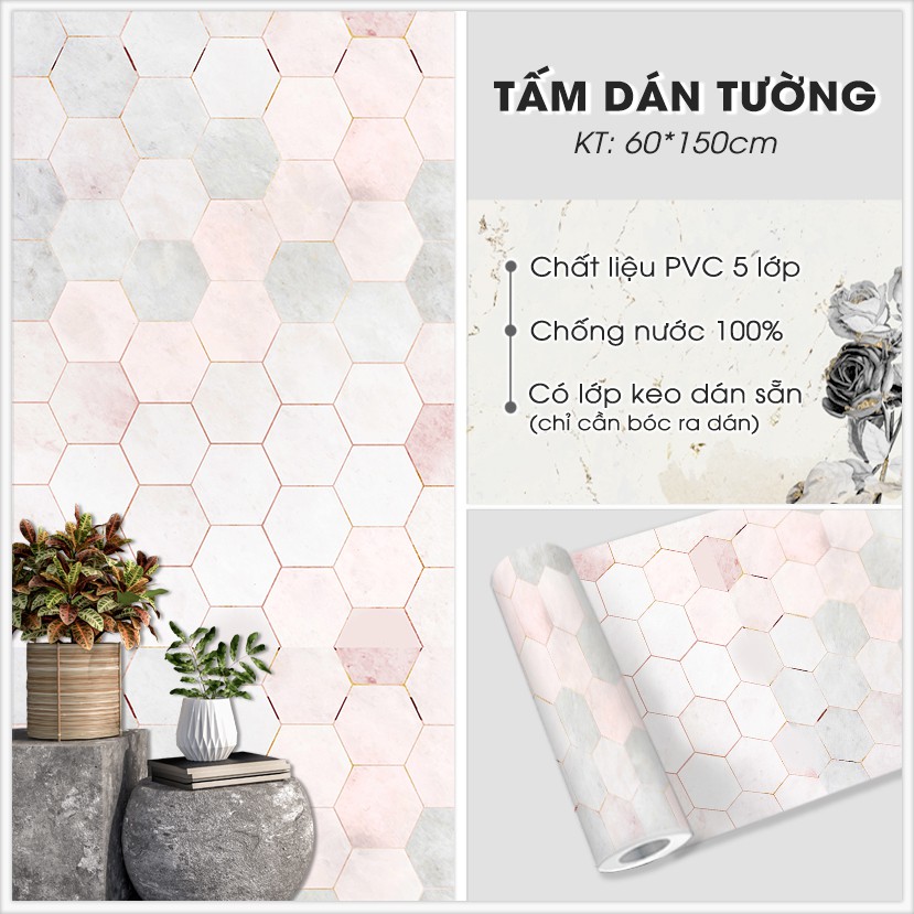Decal Dán Tường Vân Tổ Ong (V7) Decal Dán Tường Chống Bám Bẩn Dán Phòng Ngủ Phòng Khách