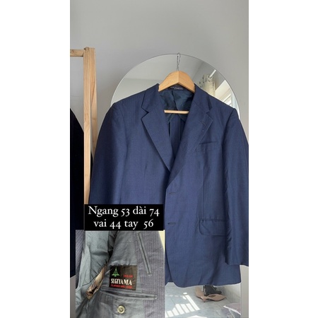 Áo blazer form rộng có đệm vai xanh đen