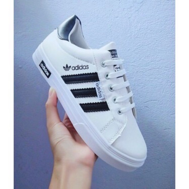 Giày Thể Thao Trắng 3 Sọc Đen (3 Vạch) Nam