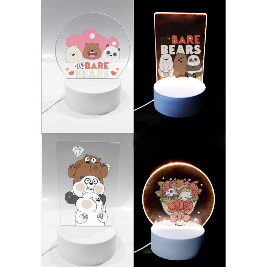 Đèn Led 3D Ba anh em gấu DLI4 Đèn Ngủ 3D Bare Bear Sáng Tạo cute dễ thương