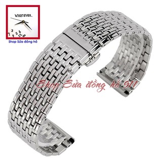Dây đồng hồ kim loại cao cấp mắt đúc, khóa bướm - Màu Trắng Bạc Silver