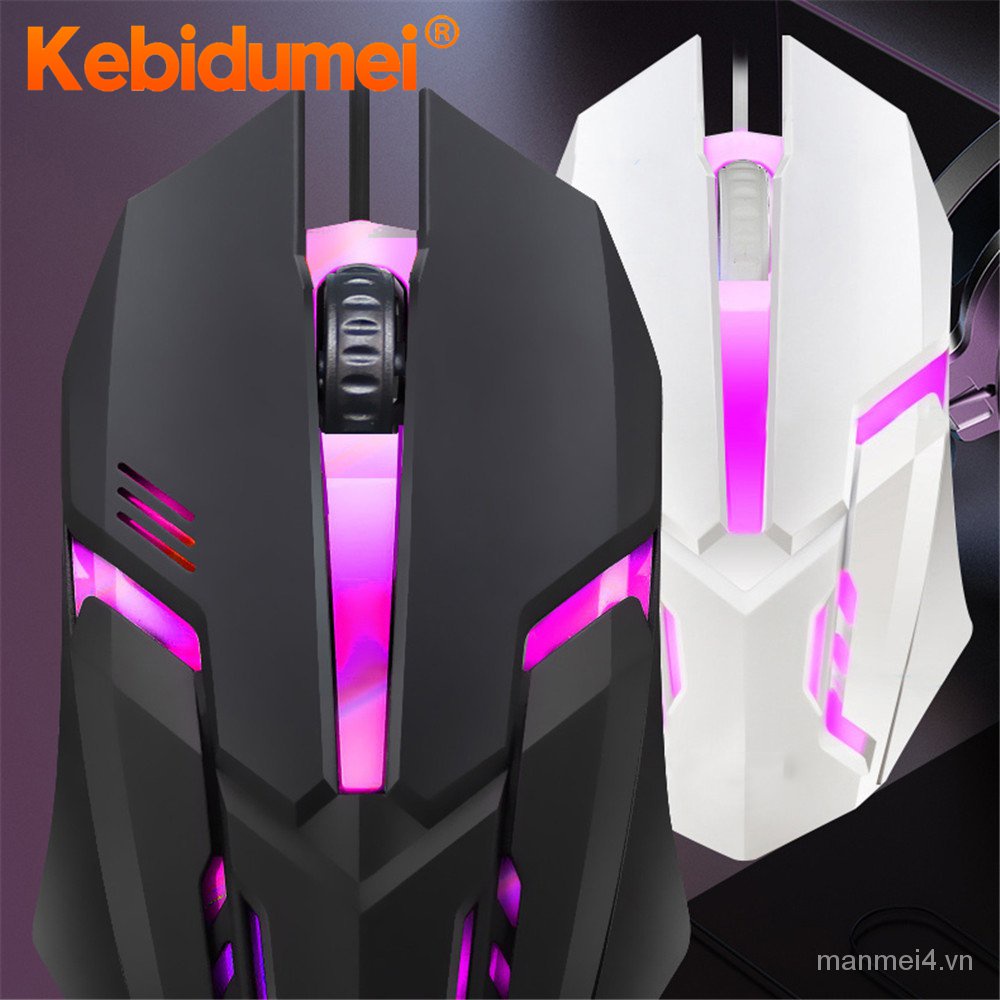 Kebidumei Chuột Chơi Game, Đèn Nền LED 7 Màu Chuột Quang Chuột Game Thủ USB Công Thái Học Có Dây Cho PC Máy Tính Xách Tay