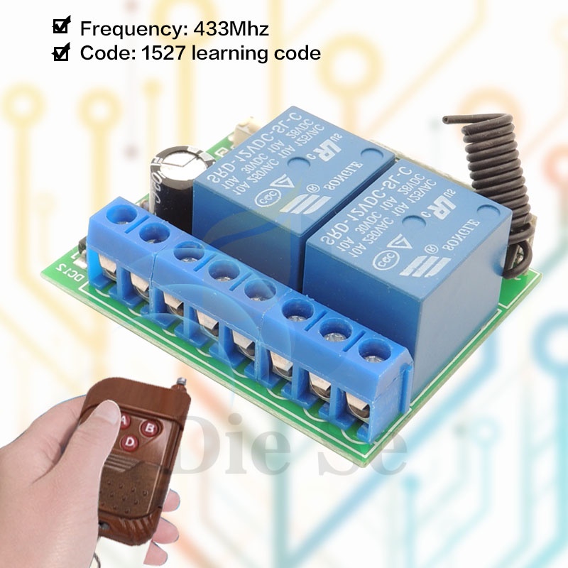 Rơle thu tín hiệu DIESE Rf DC 12V 433MHz điều khiển đèn LED tiện lợi