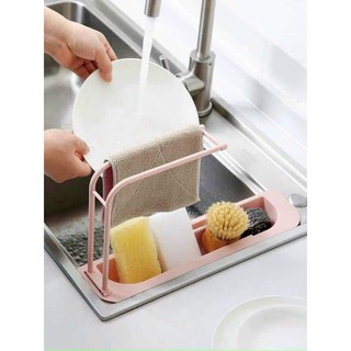 Kệ nhựa dài gấp gọn để bồn rữa chén có phơi khăn (39.5x27x8.5cm),,,