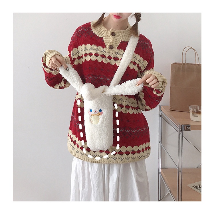 Túi Đựng Bình Nước Mềm Mại Đính Tai To Dễ Thương