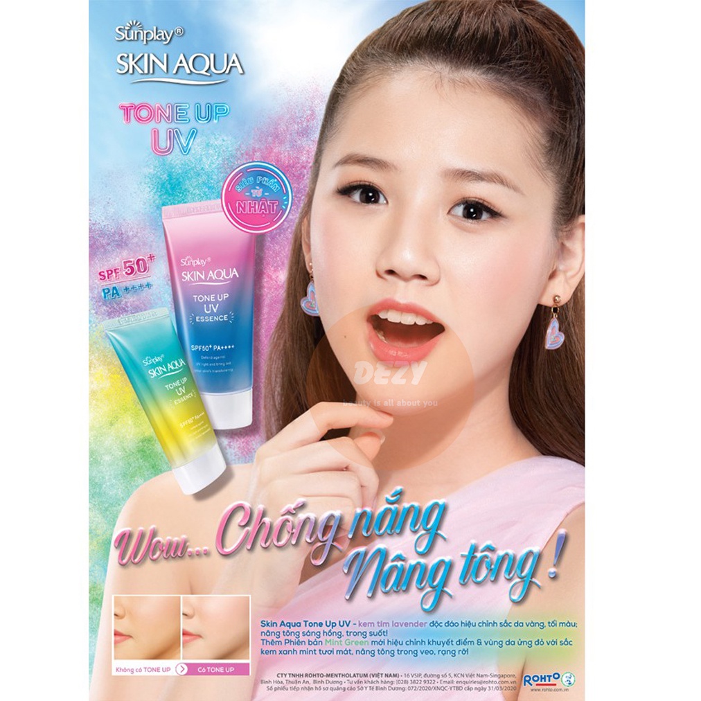 Kem Chống Nắng Skin Aqua Tone Up - Kcn Sunplay Nâng Tone Hyaluronic Acid Dưỡng Ẩm &amp; Vitamin C Dưỡng Trắng Skincare Dezy