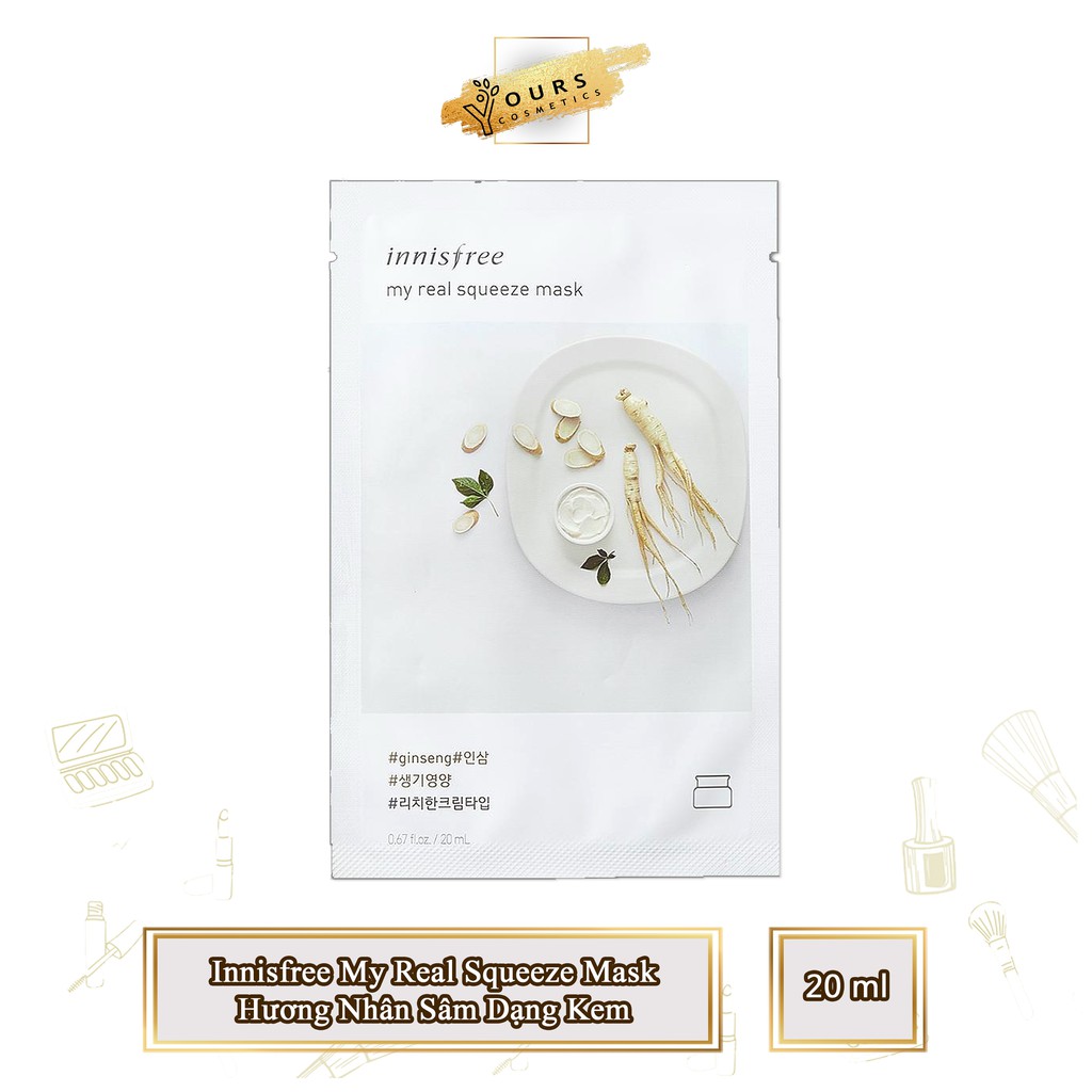 [Auth Hàn] Mặt Nạ Giấy Innisfree My Real Squeeze Mask Nhân Sâm Gingseng