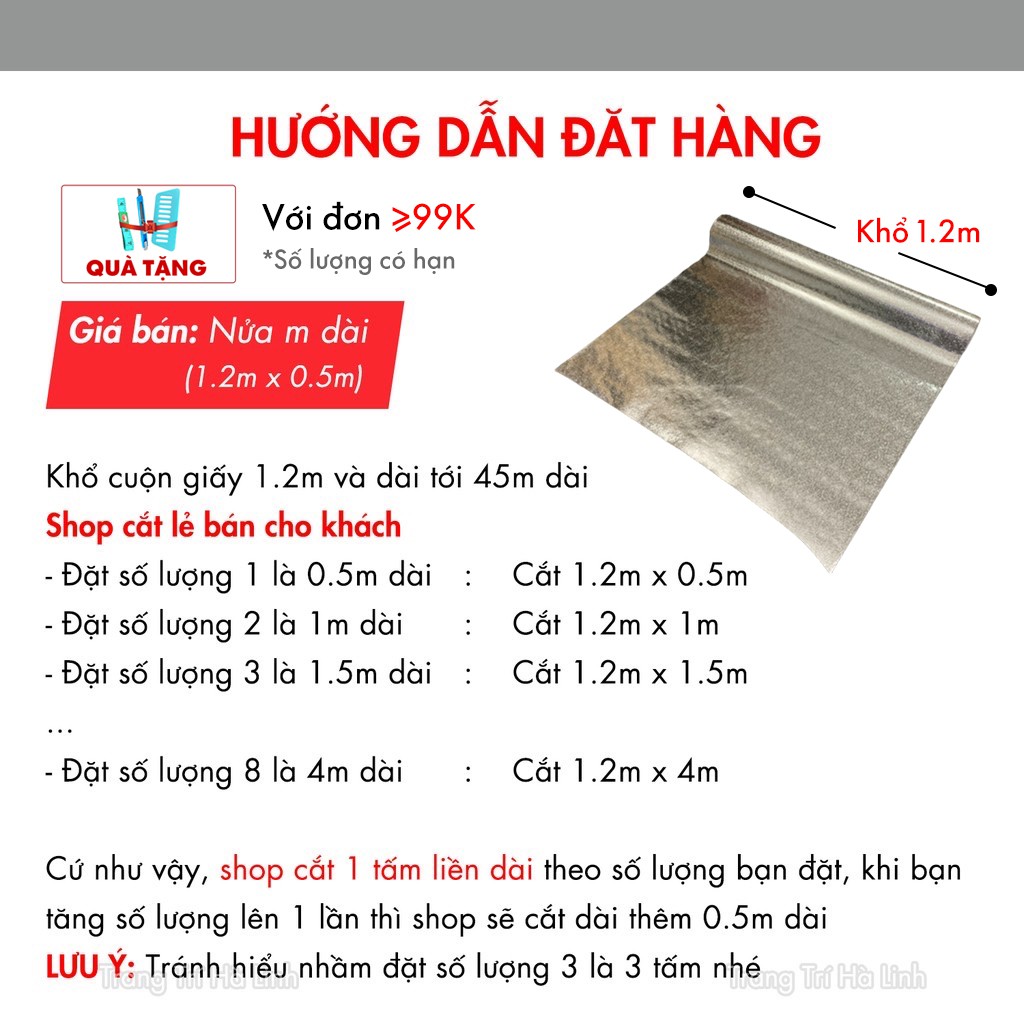 Giấy bạc dán tường nhà bếp , cuộn decal bạc cách nhiệt chống thấm bền đẹp