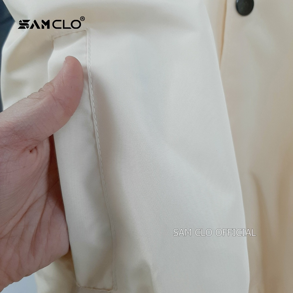 ÁO KHOÁC DÙ nam nữ 2 lớp SAM CLO - Áo khoác gió BOMBER có nút form rộng unisex mặc cặp - couple THÊU LOGO K-FASHION
