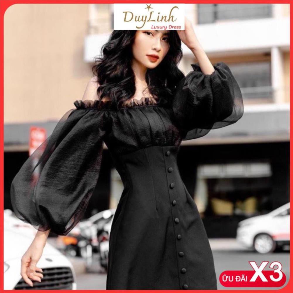 Đầm dự tiệc trễ vai nút bọc phối xốp | BigBuy360 - bigbuy360.vn