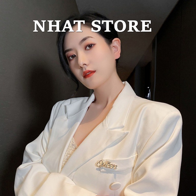 Trâm cài áo nữ Hàn Quốc, ghim cài trang trí chữ Queen đính đá  Nhat Store